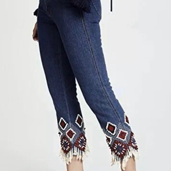 NWT Tory Burch Mia Beaded Jeans Size 28 - Picture 2 of 5